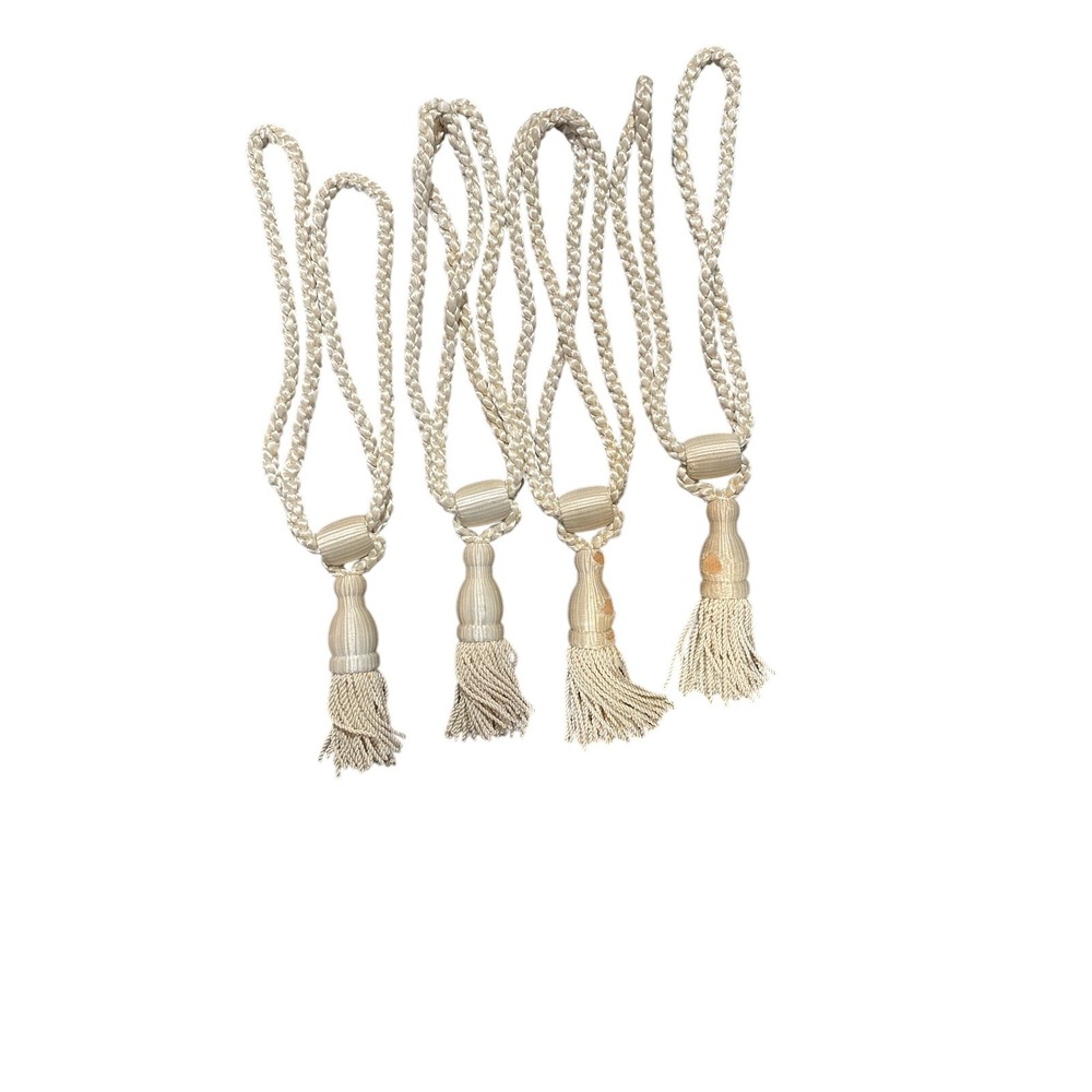 Lot‎ of 6 wood beaded tasseled fringe ropes necklace belt vintage & New - Picture 2 of 9